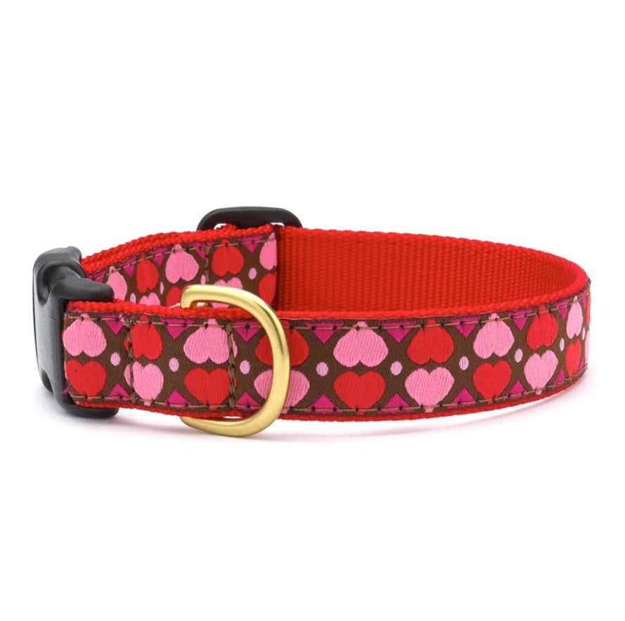 Dog collar with heart pattern on a white background