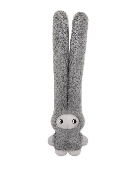 soft grey plush toy complete with two squeakers in the ears 