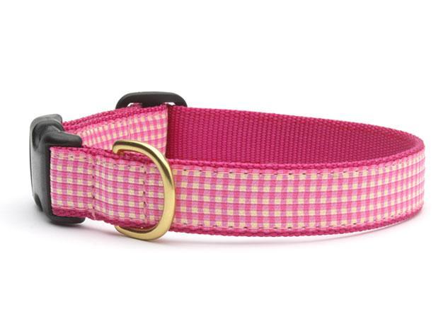 Up Country Pink Gingham Collar - Handmade USA Boutique Style - Canine Curiosity Store Cork